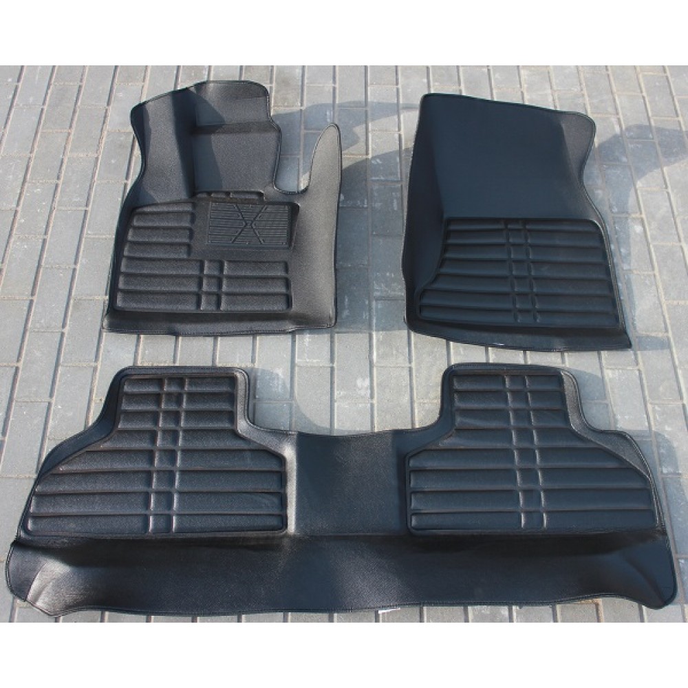 Коврики кожаные 3D в салон BMW X5 2010-2015 г.в. (Черный)