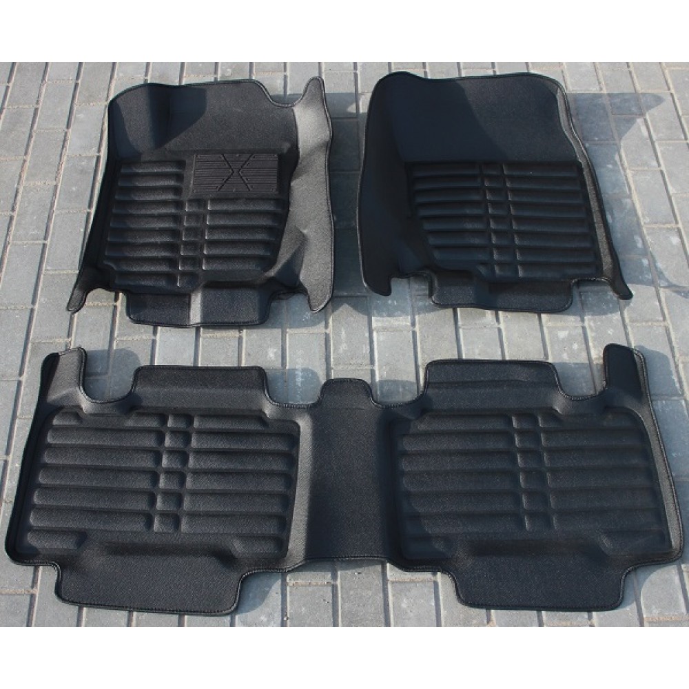 Коврики кожаные 3D в салон Toyota Rav4 2013-2019 г.в. (Черный)