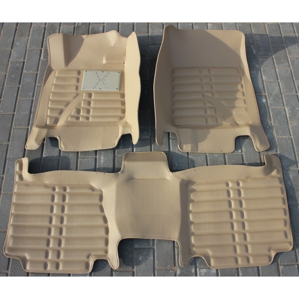 Коврики кожаные 3D в салон Toyota Land Cruiser 2010-2015 г.в. (Бежевый)