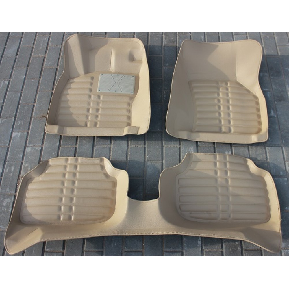 Коврики кожаные 3D в салон Scoda Octavia A7 2015-2019 г.в. (Бежевый)