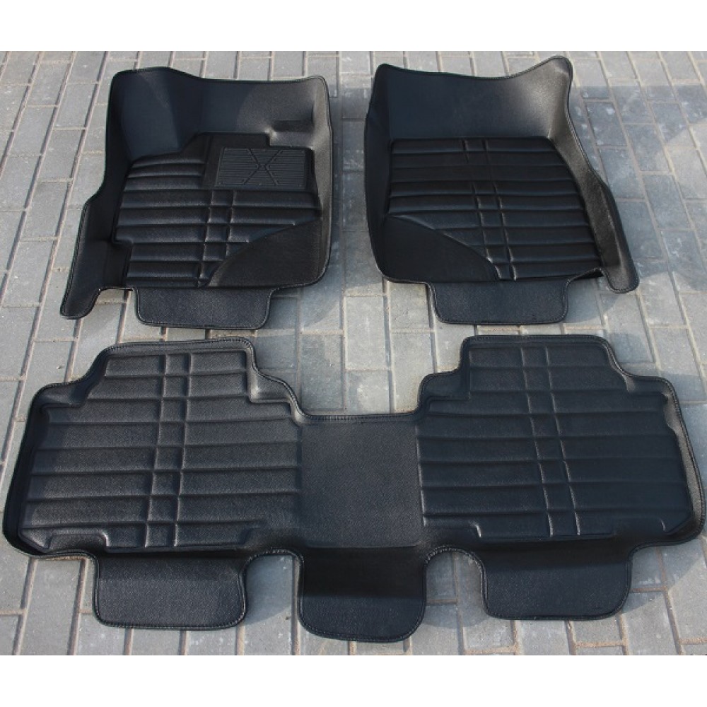 Коврики кожаные 3D в салон Toyota Highlander 2009-2015 г.в. (Черный)