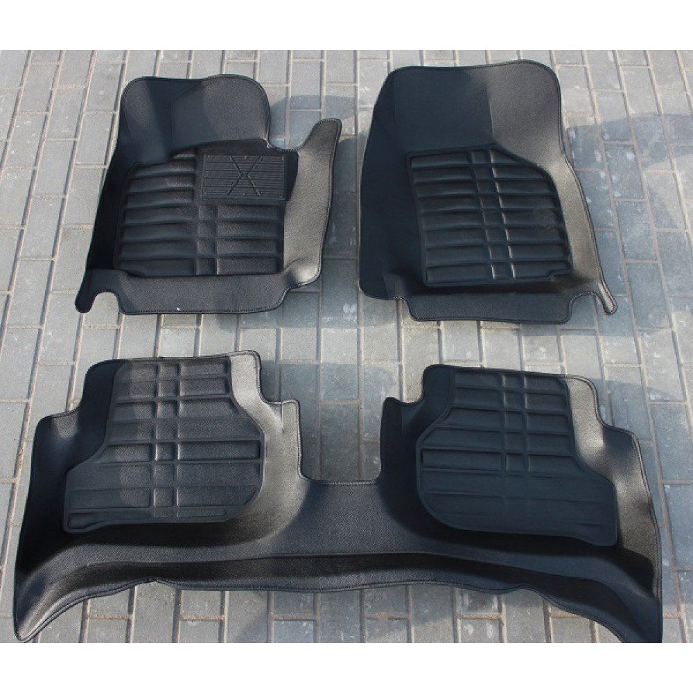 Коврики кожаные 3D в салон Scoda Octavia A5 2007-2015 г.в. (Черный)