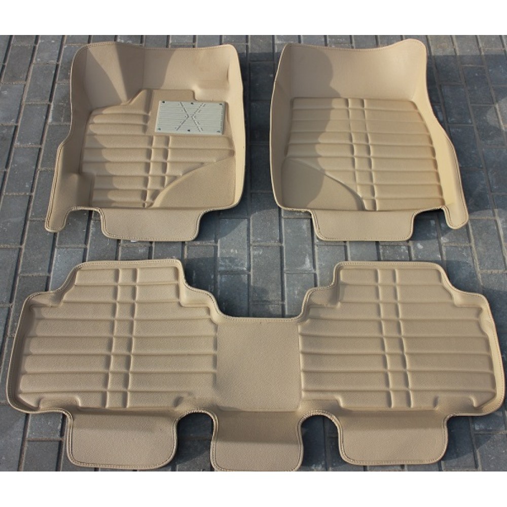 Коврики кожаные 3D в салон Toyota Highlander 2009-2015 г.в. (Бежевый)