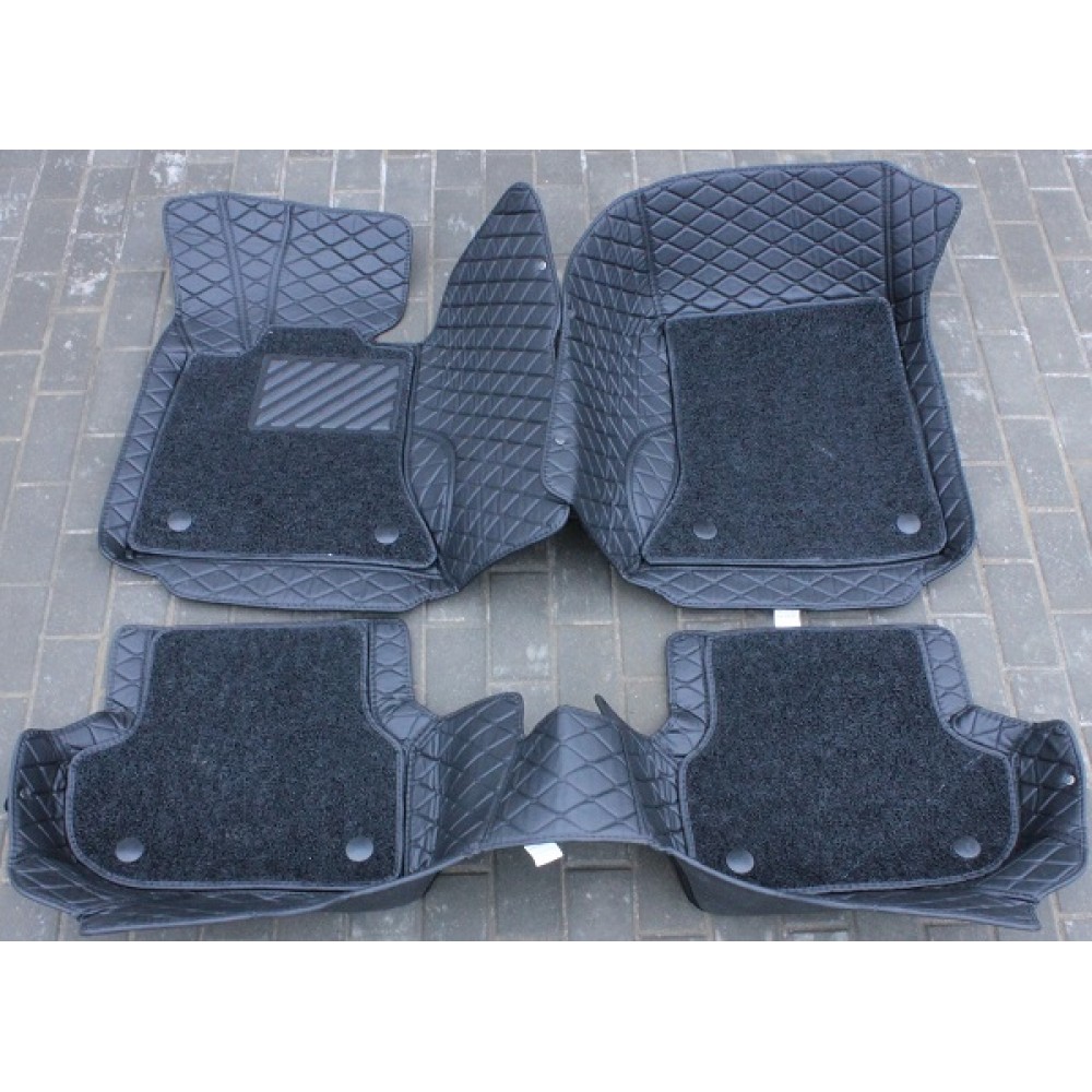 Коврики кожаные 5D в салон BMW 5er 2011-2013 г.в. (Черный)
