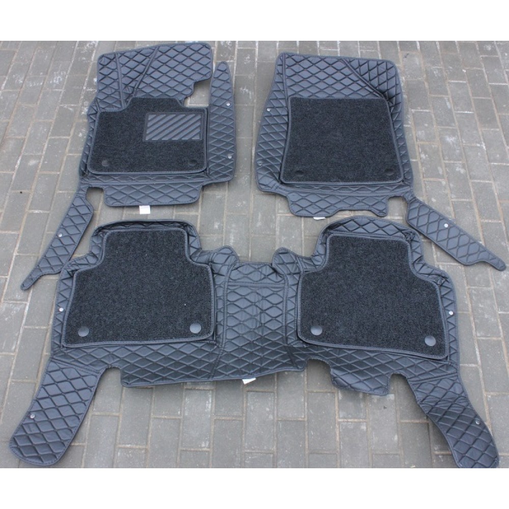 Коврики кожаные 5D в салон Kia Sorento (Киа Соренто) 2013-2014 г.в. (Черный)