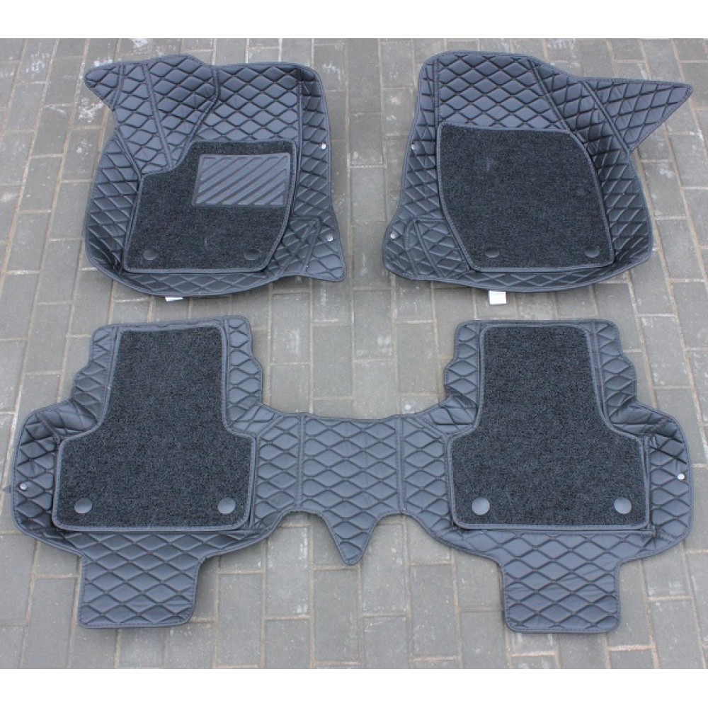 Коврики кожаные 5D в салон Volvo XC90 2010-2014 г.в. (Черный)